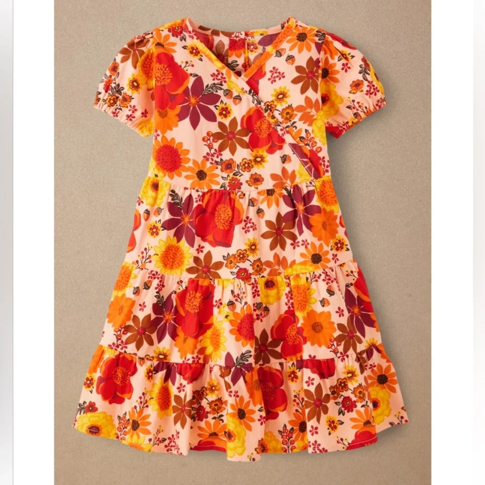NWT Gymboree | Girls Orange/Yellow/Red Floral Short Sleeve Happy Harvest Dress 8